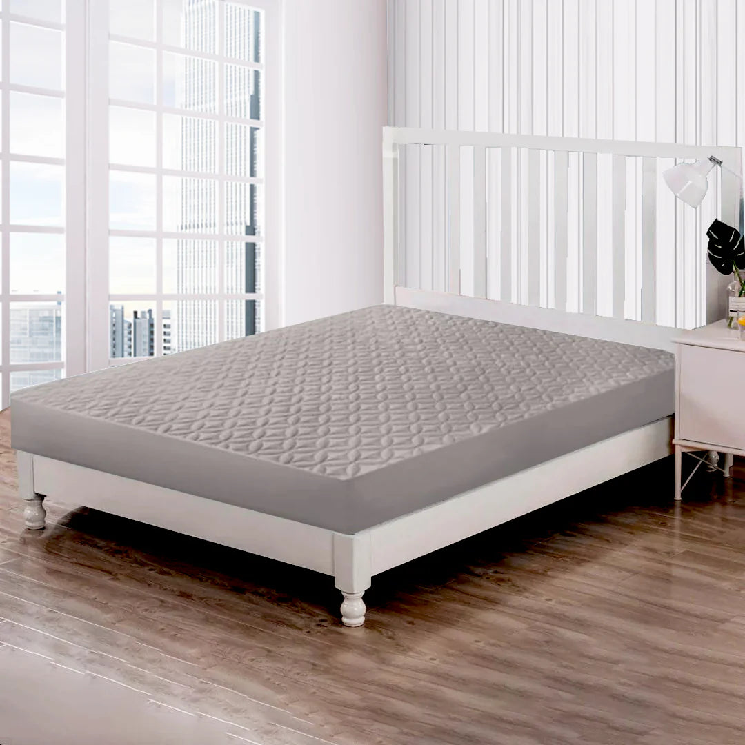 Quilted Fitted 100% Waterproof Mattress Cover (Grey)
