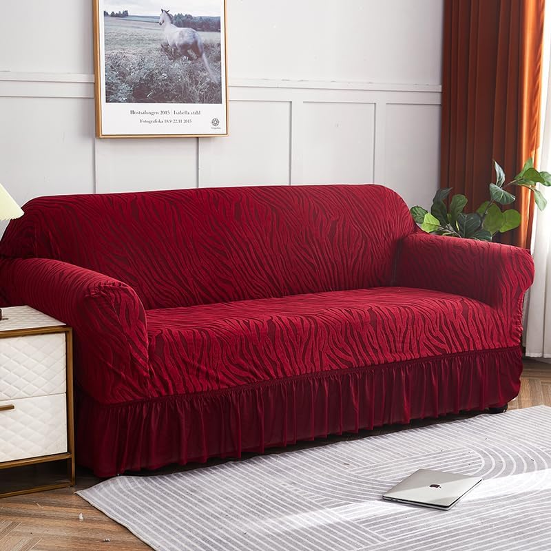Zebra Pattern Sofa Cover (Maroon)