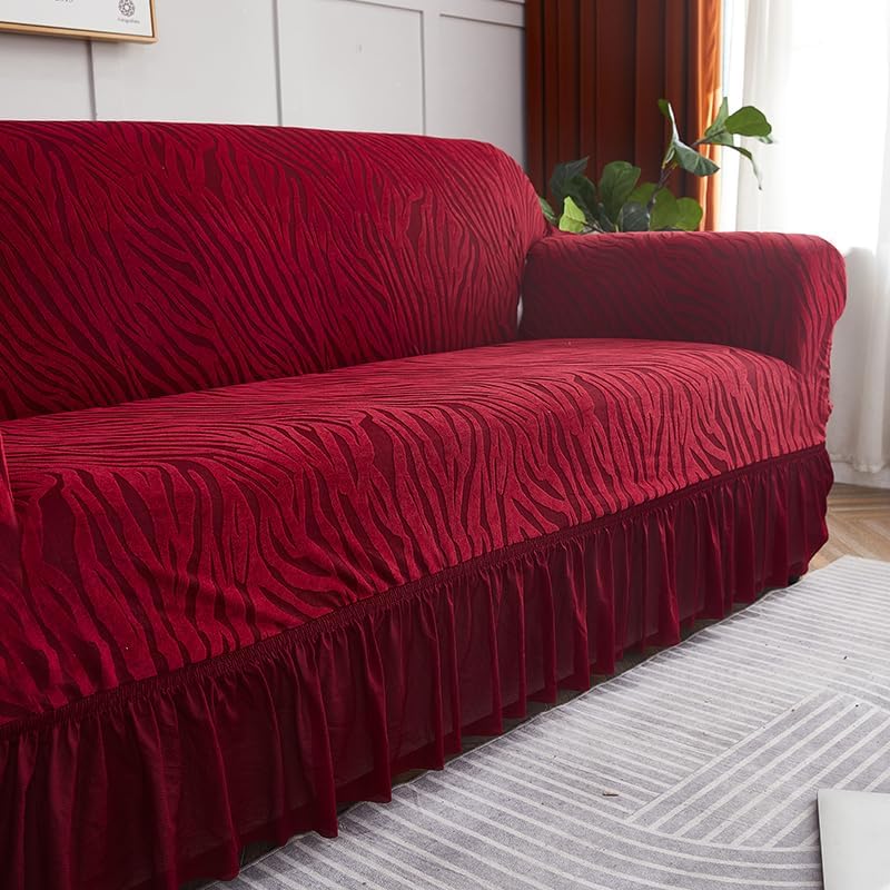 Zebra Pattern Sofa Cover (Maroon)