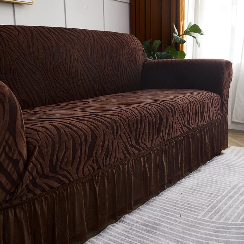 Zebra Pattern Sofa Cover (Brown)