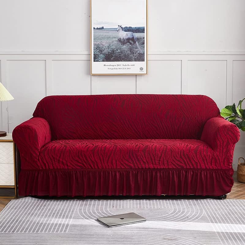 Zebra Pattern Sofa Cover (Maroon)