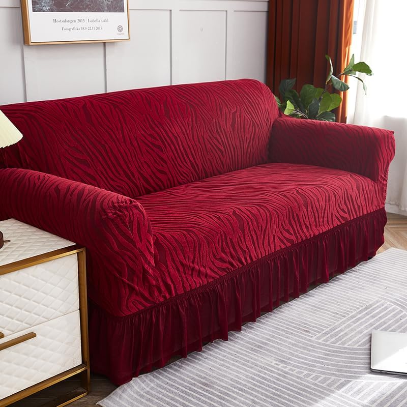 Zebra Pattern Sofa Cover (Maroon)