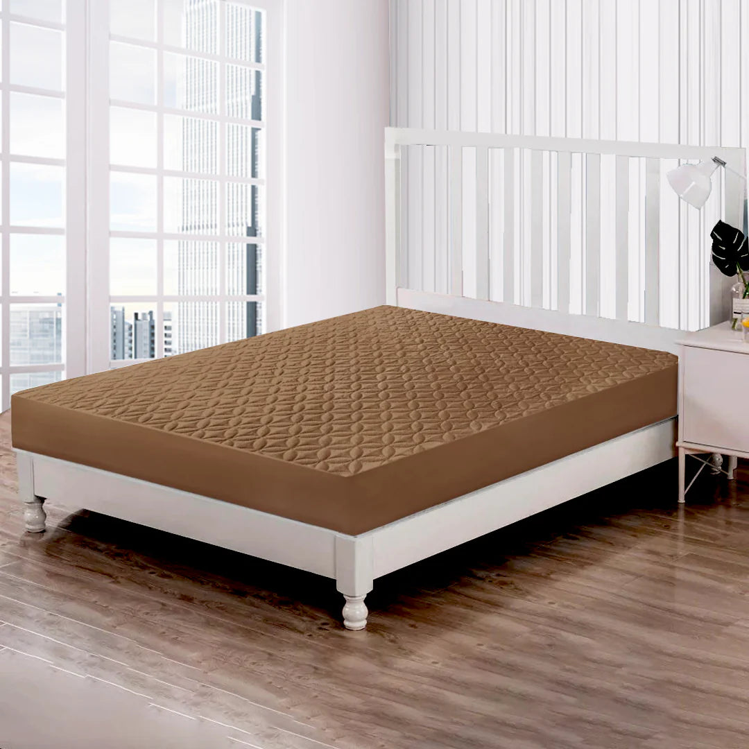 Quilted Fitted 100% Waterproof Mattress Cover (Brown)