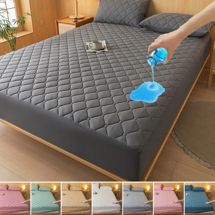Diamond Quilted 100% Waterproof Mattress Cover (Gray)