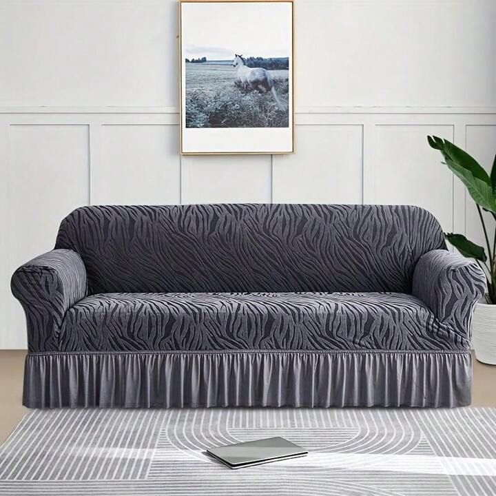 Zebra Pattern Sofa Cover (Grey)