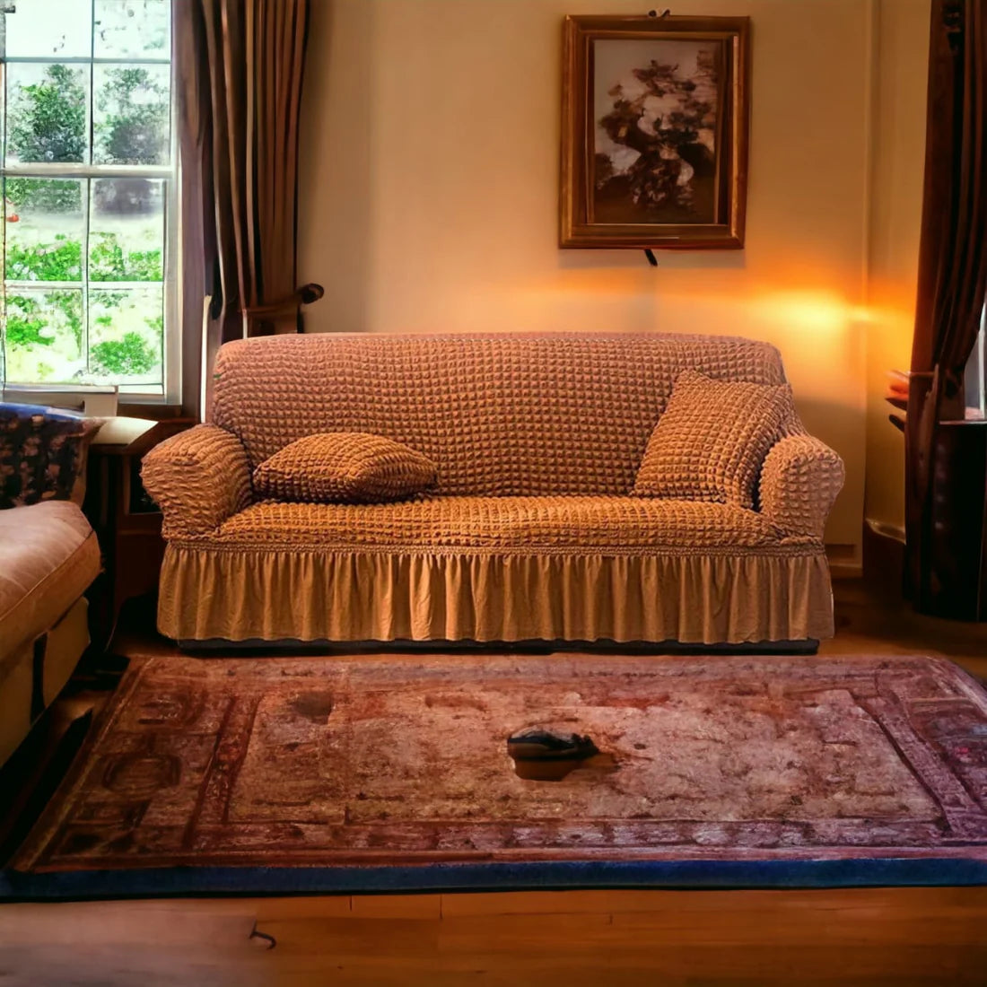 Textured Sofa Cover - Golden