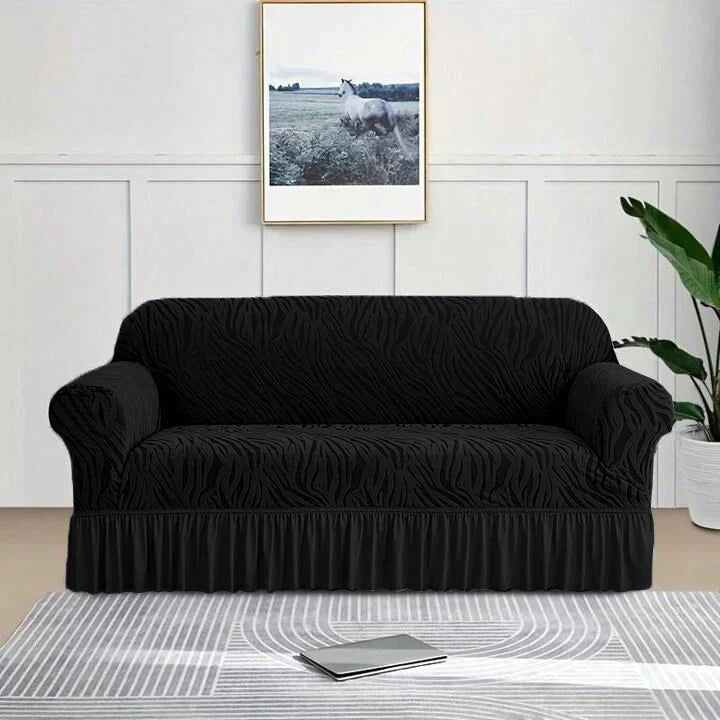 Zebra Pattern Sofa Cover (Black)