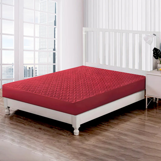 Quilted Fitted 100% Waterproof Mattress Cover (Red)