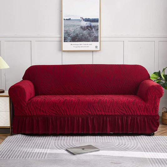 Zebra Pattern Sofa Cover (Maroon)