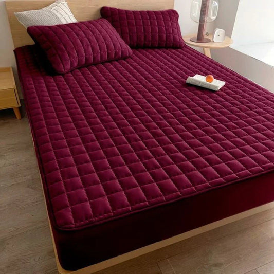 Diamond Quilted 100% Waterproof Mattress Cover (Maroon)