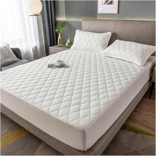 Diamond Quilted 100% Waterproof Mattress Cover (White)