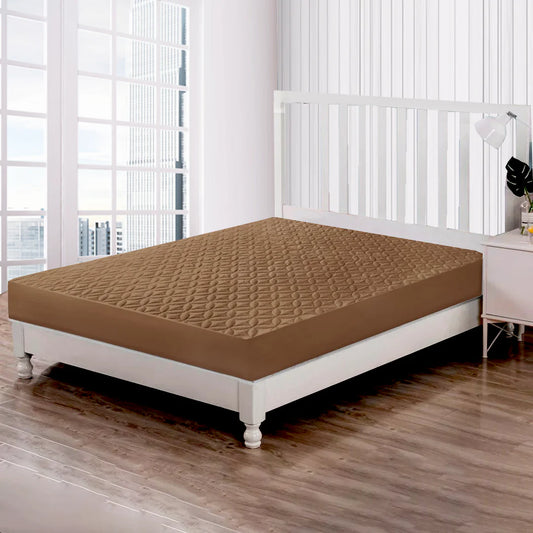 Quilted Fitted 100% Waterproof Mattress Cover (Brown)