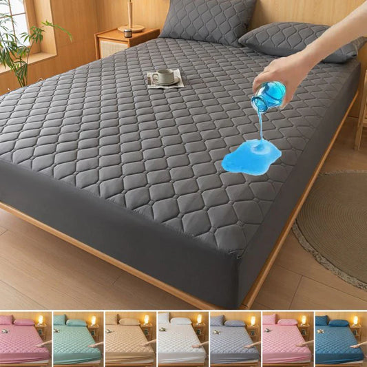 Diamond Quilted 100% Waterproof Mattress Cover (Gray)