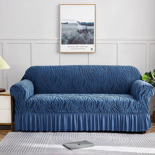 Zebra Pattern Sofa Cover (Navy Blue)