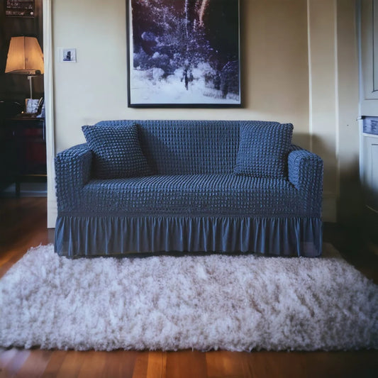 Textured Sofa Cover - Blue