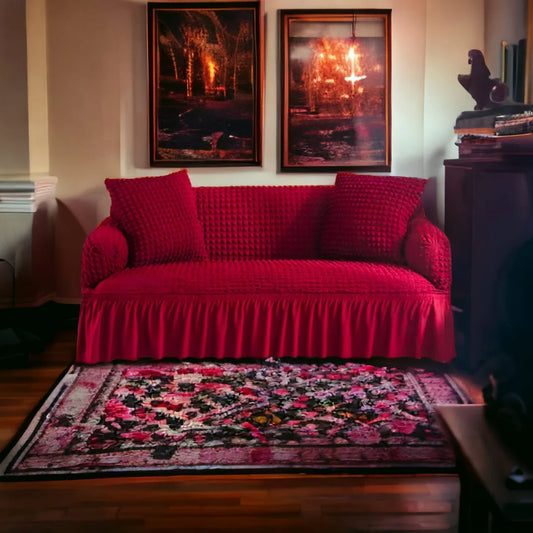 Textured Sofa Cover - Red