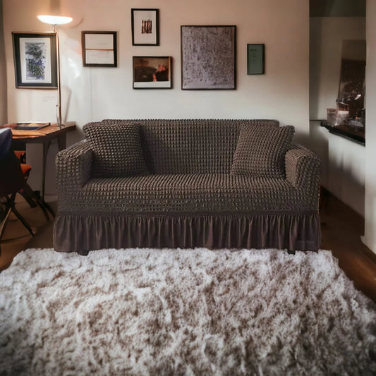Textured Sofa Cover - Chocolate Brown