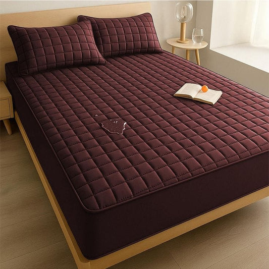 Diamond Quilted 100% Waterproof Mattress Cover (Brown)
